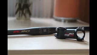 Карбоновый руль и вынос EC90 с AliExpress для велосипеда/Тест на диване/Carbon handlebar & stem EC90