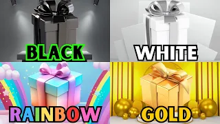 Choose your gift 🎁 4 gift box challenge | Black White Rainbow Gold #pickonekickone #giftboxchallenge