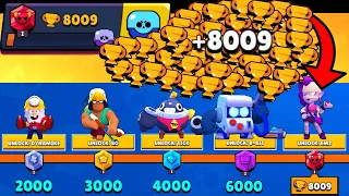 NONSTOP to 8000 TROPHIES Without Collecting TROPHY ROAD! Brawl Stars