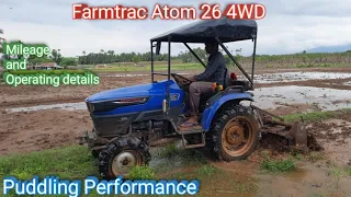Farmtrac Atom 26 4WD Tractor Puddling performance | Farmtrac Atom 26 mini Tractor review and price