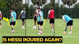 MESSI fans worried after Messi was seen clutching his leg during training ahead Red Bulls game