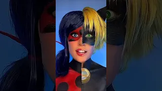 Half Ladybug Half Cat Noir! Who wins? #halfandhalf #ladybug #miraculous #catnoir #makeup