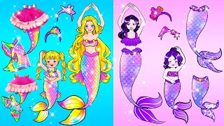 Barbie Dolls Dress Up - Rainbow VS Purple Mermaid Mother & Daughter Ballet Dress | WOA Doll Channel