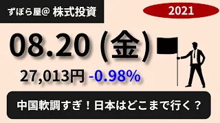 【株式投資】2021/08/20　そろそろ織り込んだ？まだ落ちる？