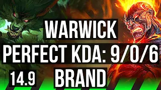 WARWICK vs BRAND (JGL) | 9/0/6, Legendary | EUW Master | 14.9