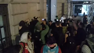 Fights and Arrests outside "No Gala During Genocide" Protest on Wall Street