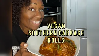 Stuffed Cabbage or Cabbage Rolls with vegan meat and rice and the best sauce recipe