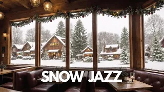 SNOW JAZZ ☕️ Slow Romantic SNOW Jazz for Relax, Good Mood at Outdoor Cozy Coffee Bar Ambience