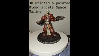 3D printed and painted space marine blood angel sergent at 250% scale
