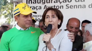 Viviane Senna fala na inauguração da praça Ayrton Senna do Brasil