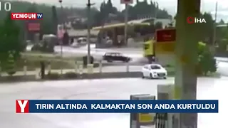 Tırın altında kalmaktan son anda kurtuldu