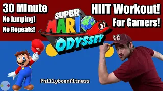 30 Minute No Jumping No Repeats Super Mario Odyssey Workout! Low Impact Bodyweight HIIT for Gamers