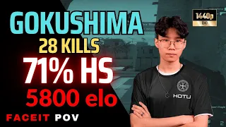 CSGO POV Gokushima 28 Kills 71%HS 🔥 Mirage 5.8k elo FACEIT top 24 WORLD