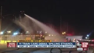 Train derails in Tampa, leak contained