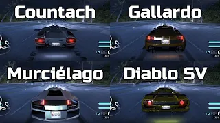 Countach vs Gallardo vs Murcielago vs Diablo SV - Need for Speed Carbon (Drag Race)