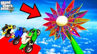 FRANKLIN TRIED IMPOSSIBLE GIANT SKY FLOWER MEGARAMP PARKOUR CHALLENGE IN GTA 5 | SHINCHAN and CHOP