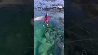 Ice rescue instructor captures footage of rare, once-in-a-decade ice window on Alaskan lake