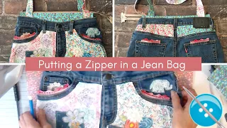 Inserting a Zipper in a Jean Purse,  An UpCycled Sewing Project