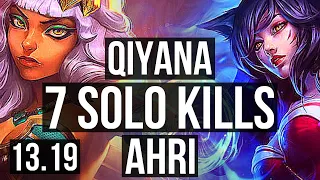 QIYANA vs AHRI (MID) | 7 solo kills, 700+ games, 1.1M mastery | NA Grandmaster | 13.19