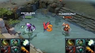 Dota 2 | Faceless Void vs Juggernaut lvl 30 | Normal Attacks Only | Same Full Items