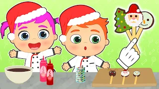 BABIES ALEX AND LILY 🍭🎅 How to make Christmas lollipops 🎄 Recipes for children