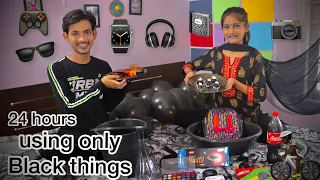 Using only Black things for 24 hours challenge || Eating only black food || aman dancer real