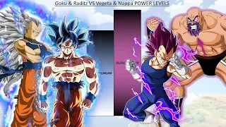 Goku & Raditz VS Vegeta & Nappa POWER LEVELS Over The Years - DBZ / DBS