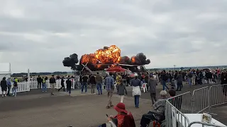 Alenia C-27J Spartan Aircraft and simulated bombing at the ANZAC Weekend Airshow West Sale 2022