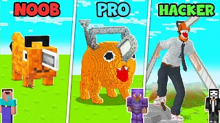 Minecraft STATUE CHAINSAW MAN STATUE HOUSE BUILD CHALLENGE : NOOB vs PRO vs HACKER / Animation