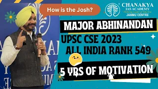 Major Abhinandan singh 2023 AIR - 549 Motivational session at Chanakya IAS Academy Jammu