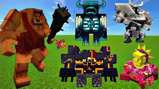 Cyclops Vs Minecraft Bosses - Warden & Netherite Monstrosity & Barako & Ferrous Wroughtnaut