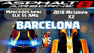Asphalt 8 / 2018 New King Mclaren X2 vs Mercedes-Benz SLK 55 AMG SE Edition / Barcelona