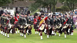 4 Scots Pipes & Drums & pipe bands welcome 100 year old Chieftain to 2019 Ballater Highland Games