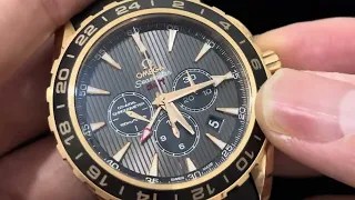 跳樓超平絕響大舊金18K rg omega seamaster aqua terra gmt chronograph