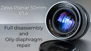 Zeiss Planar 50mm f/1.4 : Disassembly and Oily Diaphragm cleaning : Lens repair