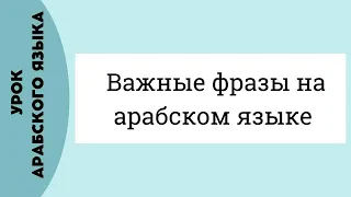 УЧИМ АРАБСКИЙ - Важные фразы на арабском языке