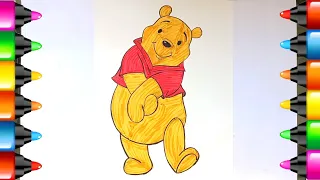 Winnie the pooh drawing for kids and toddlers/step by step Winnie The Pooh drawing and colouring