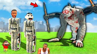 ZOMBIE ARMY killing HUMANS VS KING KONG in Animal Revolt Battle Simulator | SHINCHAN and CHOP