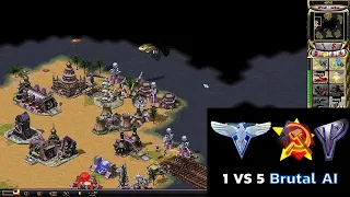 Red Alert 2 Yuri's Revenge| Islands on the land 1 vs 5 Brutal AI