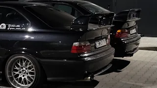| BLACK BMW E36 IN THE CITY AT NIGHT |