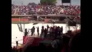 Evangelist Bonnke, greeting Basotho at a Crusade in Setsoto Stadium