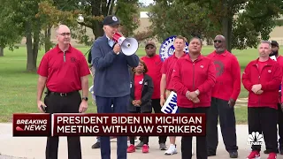 President Biden speaks from the UAW picket line in Michigan