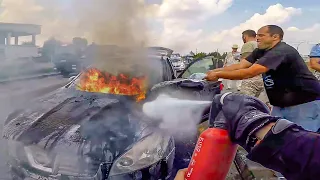 HERO BIKER STOPS CAR FROM BURNING | IF YOUR LIFE IS BORING GET A MOTORCYCLE | EP.79