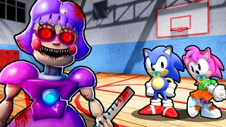 BABY SONIC AND BABY AMY VS ESCAPE MISS-ANITRON'S DETENTION IN ROBLOX