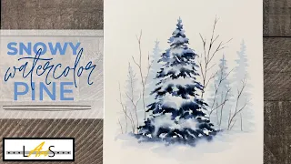 Paint a Snowy Pine Tree with Watercolors!  Winter Watercolor Painting!  Tree Painting Watercolor!