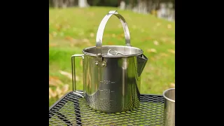 Outdoor Portable Kettle Stainless Steel Hanging Camping Water Pot Camping Coffee Pot 1.2L