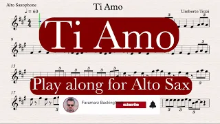 Ti amo - Umberto Tozzi | Play along for Alto Saxophone