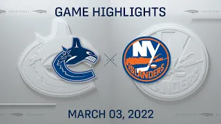 NHL Highlights | Canucks vs. Islanders - Mar. 3, 2022