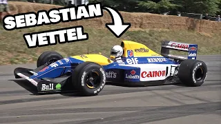 Sebastian Vettel Driving Nigel Mansell his old 1992 Williams F1 FW14B!