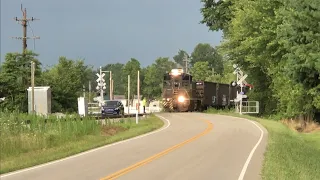 Push Pull Scrap Metal Train Passes RR Crossing With Tornado Siren Blaring, Cincinnati Eastern RR